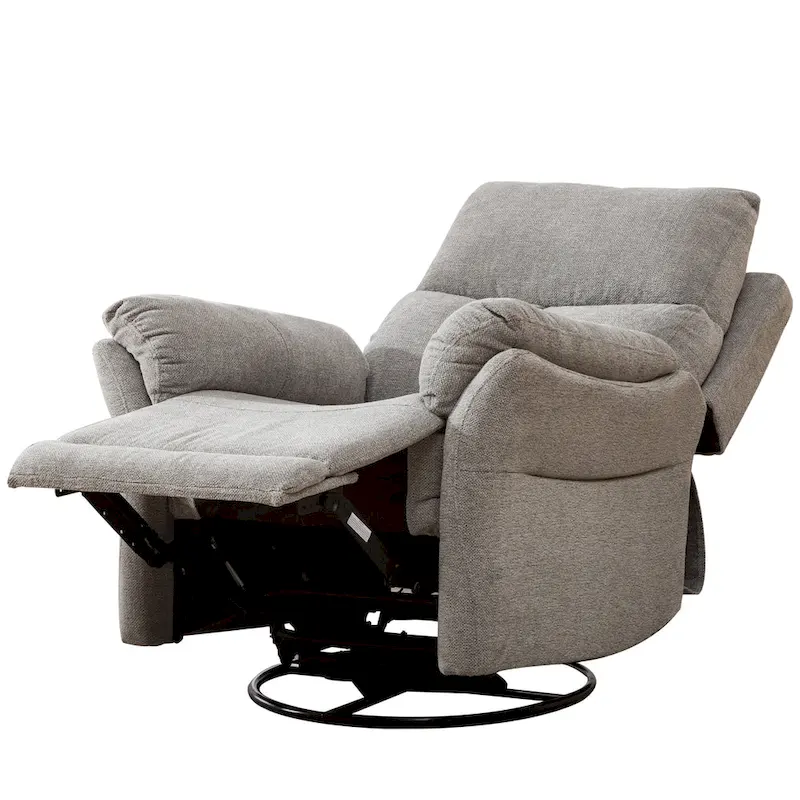Fabric Overstuffed Swivel Rocker Manual Recliner Chair