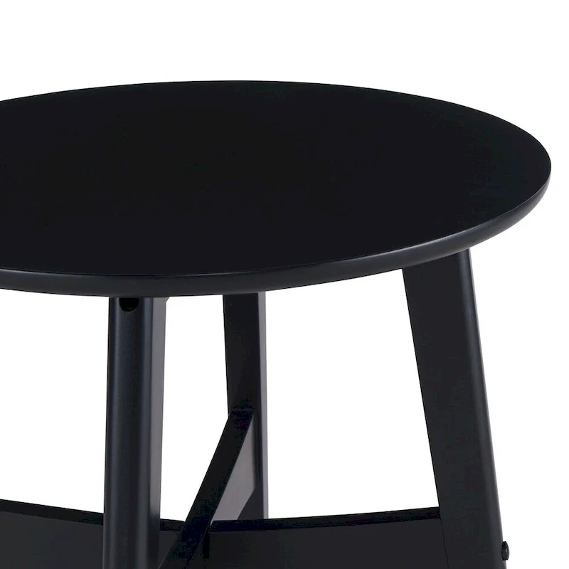 Round Midcentury Modern Wood Side Table