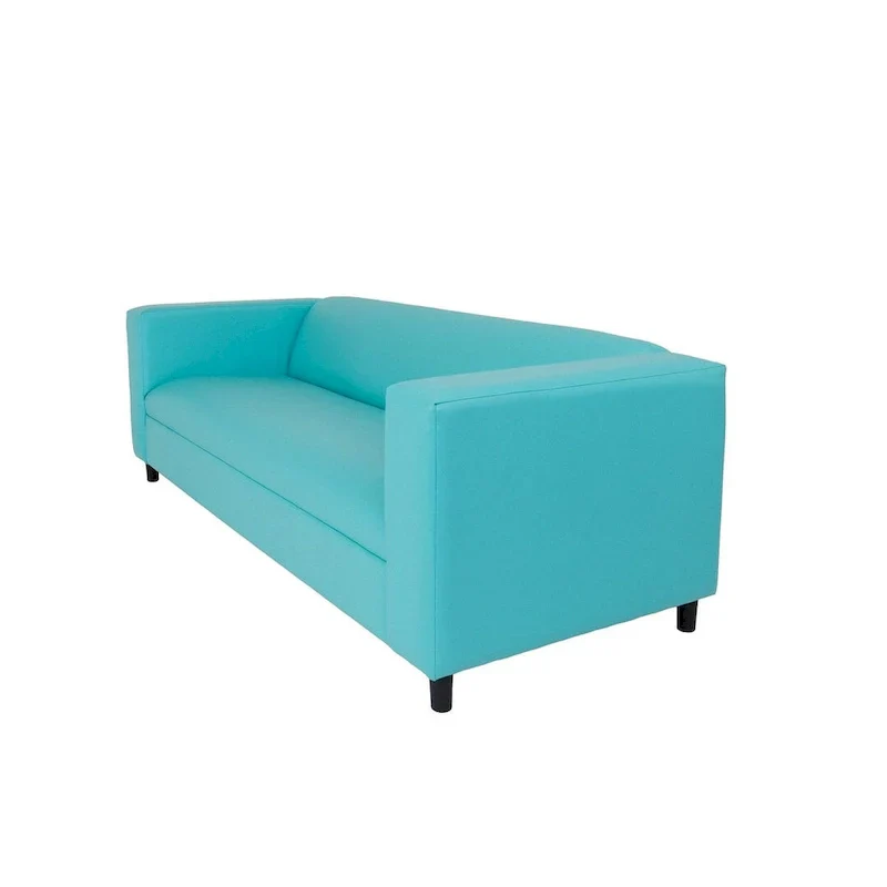 HomeRoots 84 Teal Blue Faux Leather Sofa With Black Legs - 84