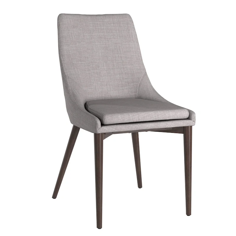Sasha Mid-century Grey Fabric Upholstered Tapered Leg Dining Chairs (Set of 2)