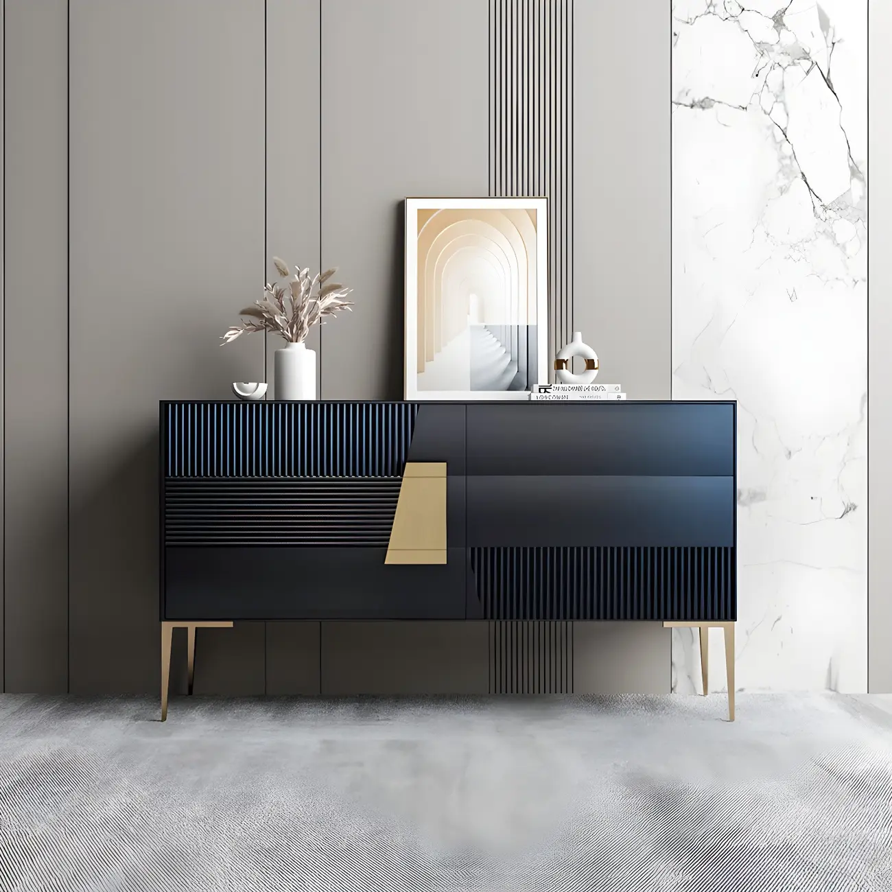 Elegant Espresso Wood Buffet Table with Drawers