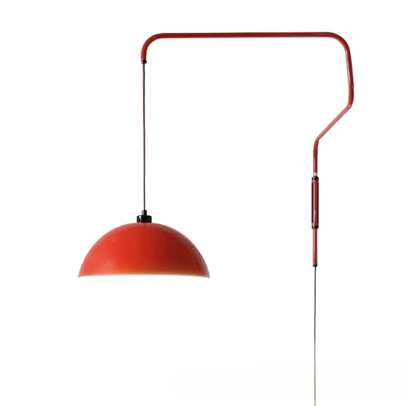 Red and White Plug-In Dome Swing Arm Wall Light