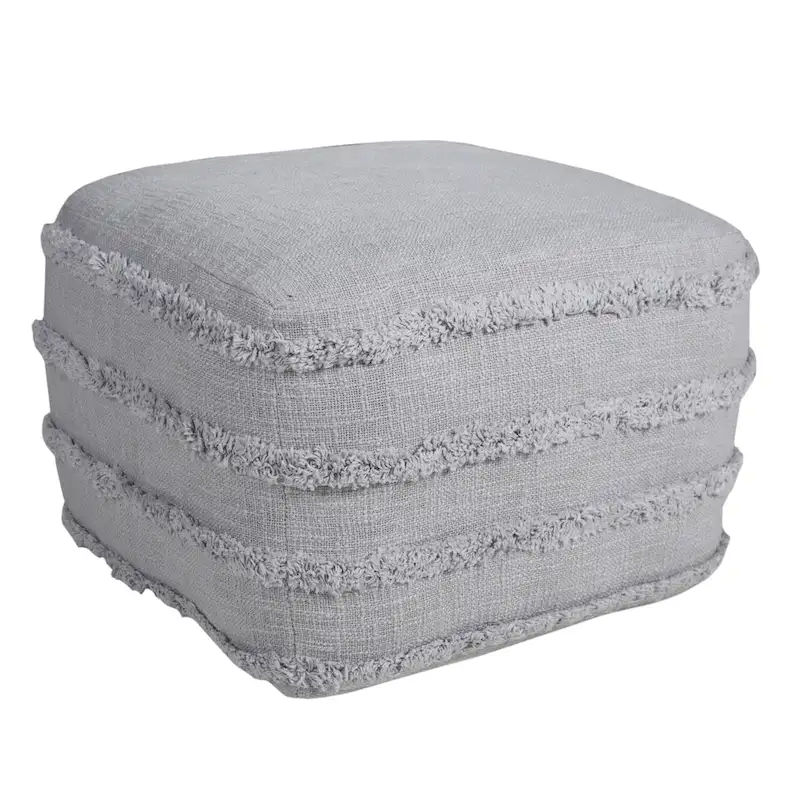 Sevita Solid Textured Stripe Pouf Ottoman