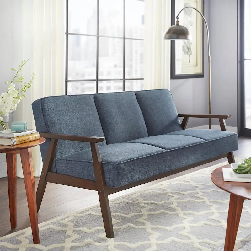3-Seat Sofa with Rubberwood Legs and Removable Cushions