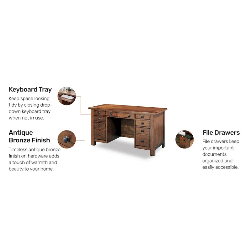 Aged Maple Executive Desk 54W - Single User Home Office