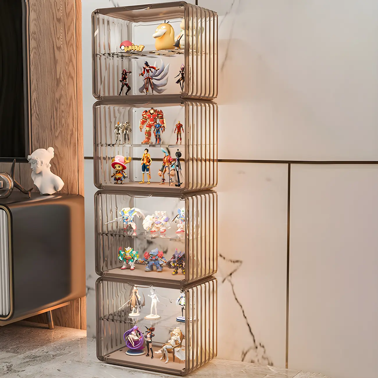 Stylish Stackable Green Clear Acrylic Display Cabinet