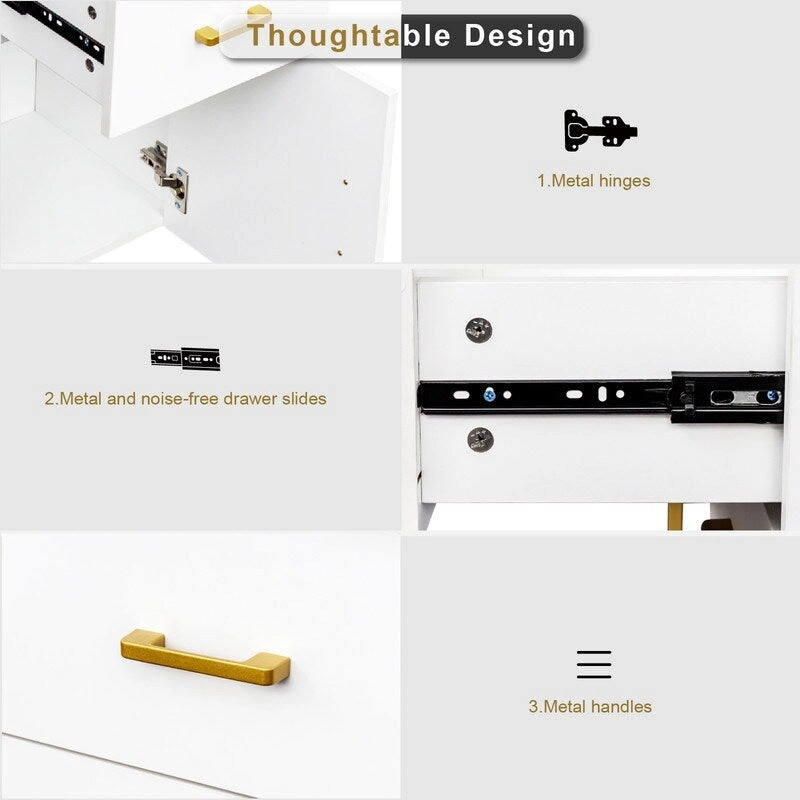 38.19 W Particle Board Computer Desk Manicure Table with 2 Drawers and 1 Cabinet