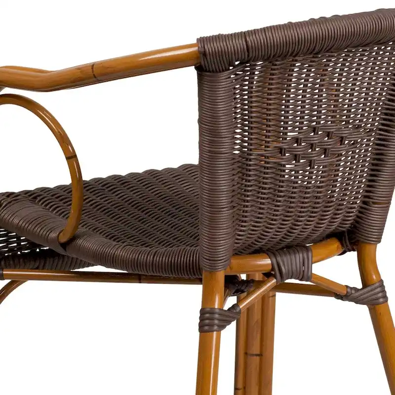 Rattan Bamboo-Aluminum Patio Chairs (Set of 3)