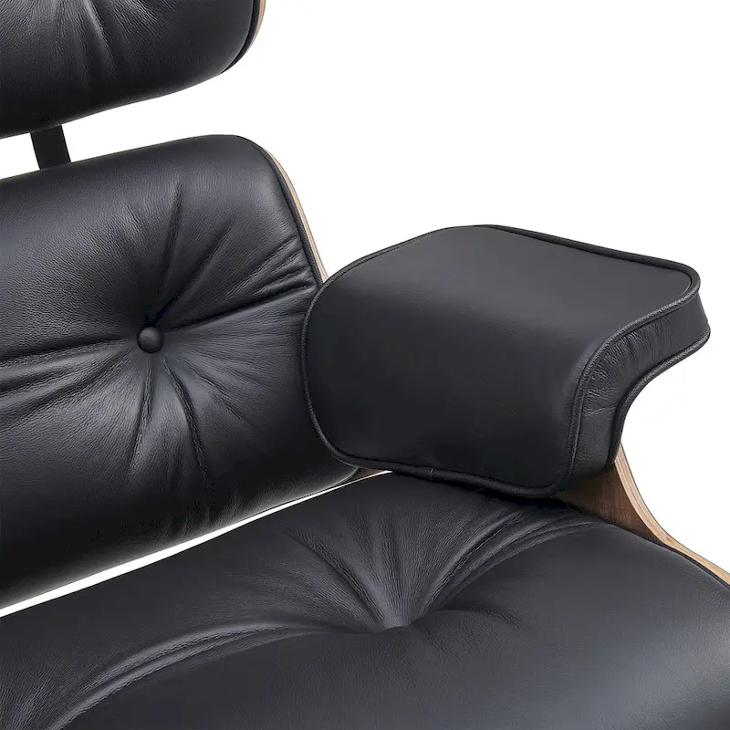 Mid-century Modern Lounger Real Leather Arm Chair and Ottoman Set