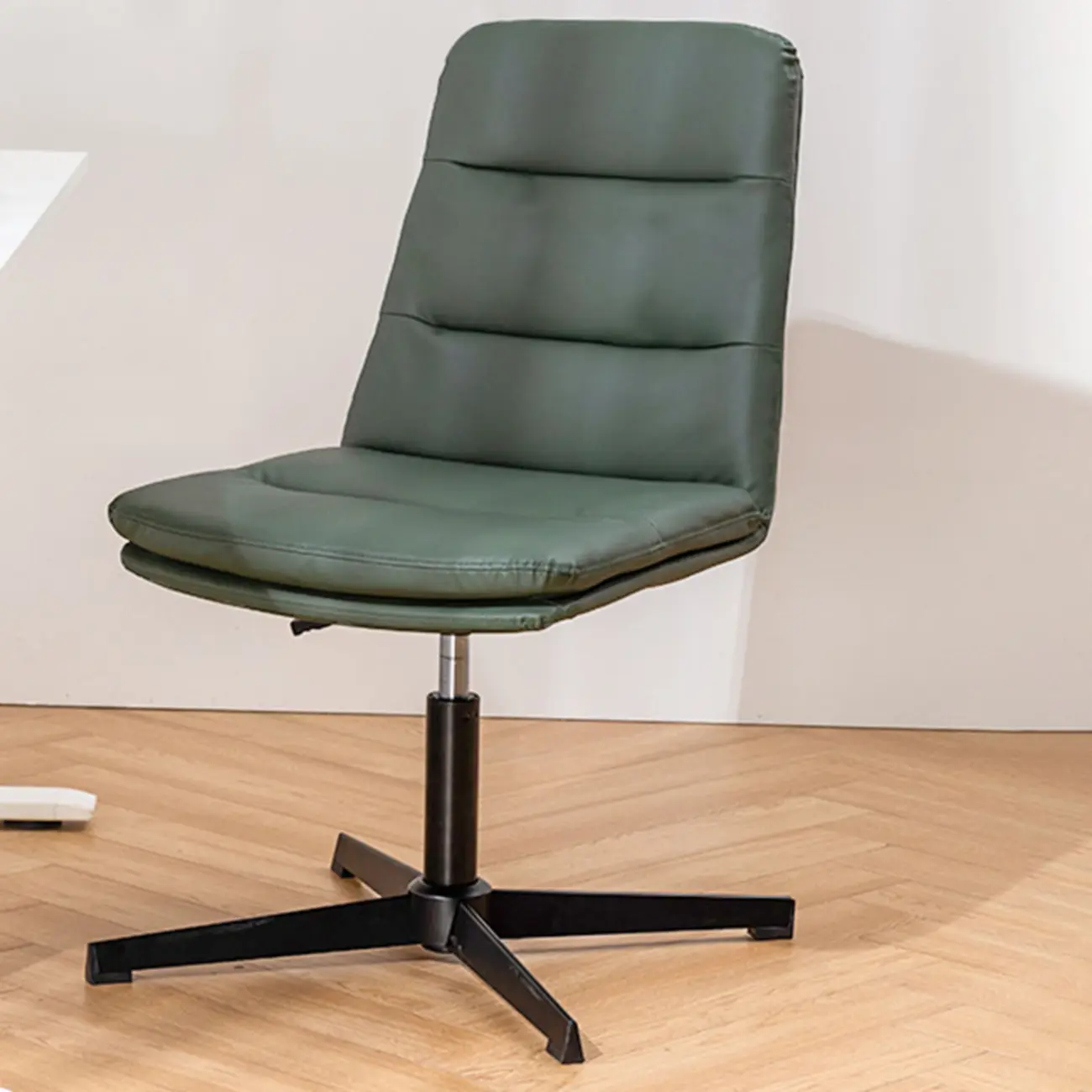 Elegant White Leather Ergonomic Swivel Office Chair