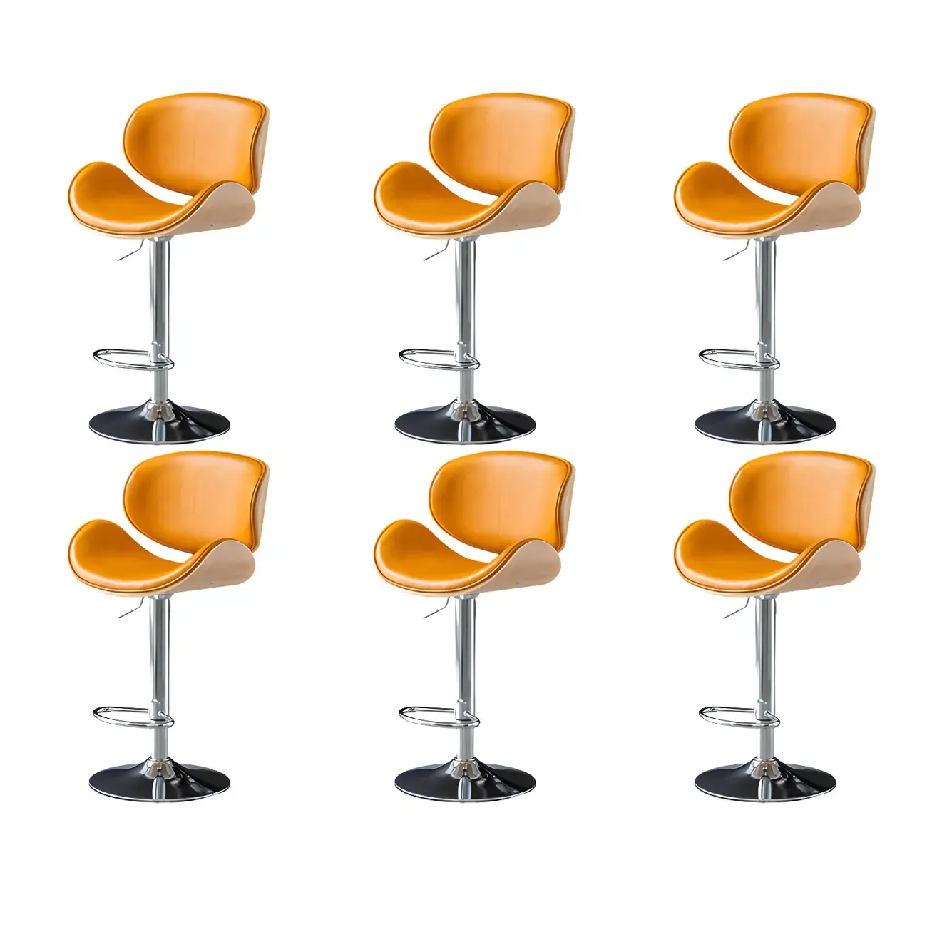 Arched Blackish Green Leather Swivel Adjustable Bar Stool