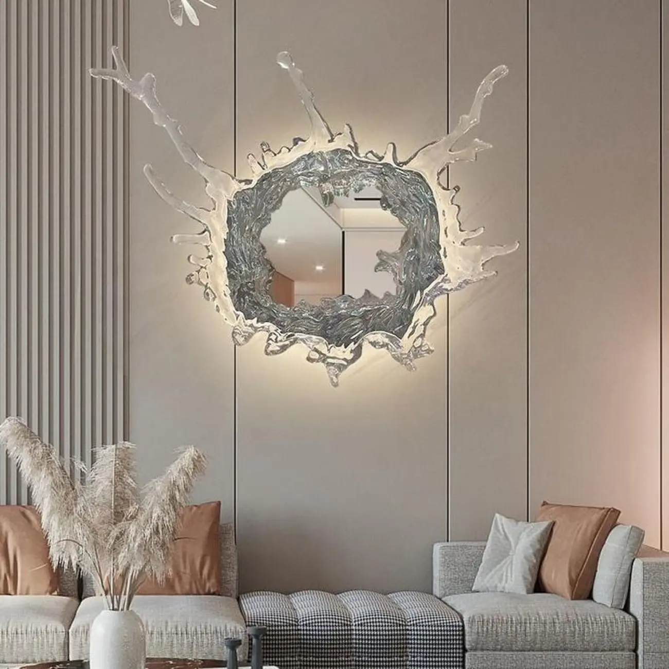 Designer Silver Resin Water Spray Wall Lamp for Home Decor