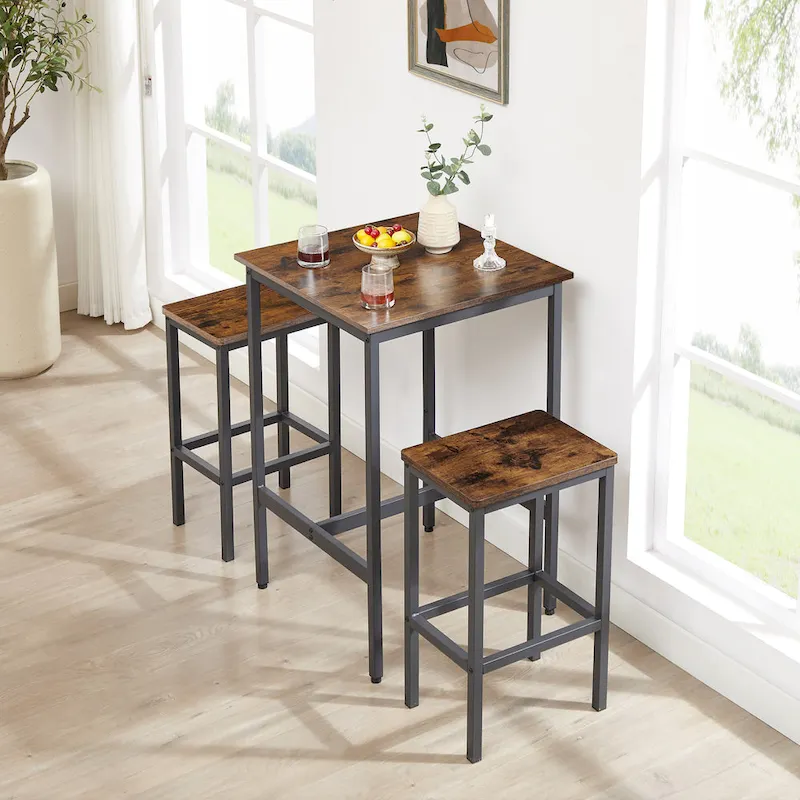 Square Bar Table with 2 Bar Chairs