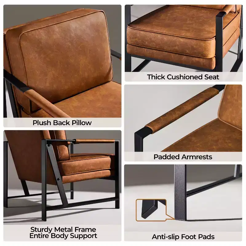 Yaheetech Retro Upholstered Accent Chair Arm Chair