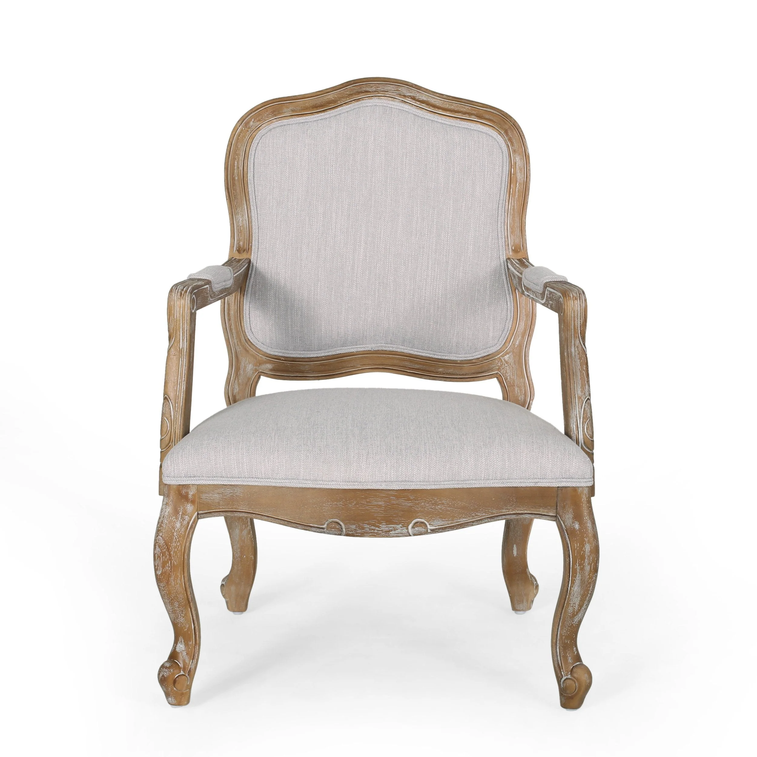 French Country Wood Upholstered Dining Armchair - NH581513