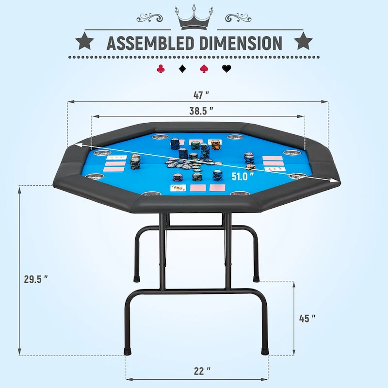 AVAWING 8 Players Game Poker Table Casino Leisure