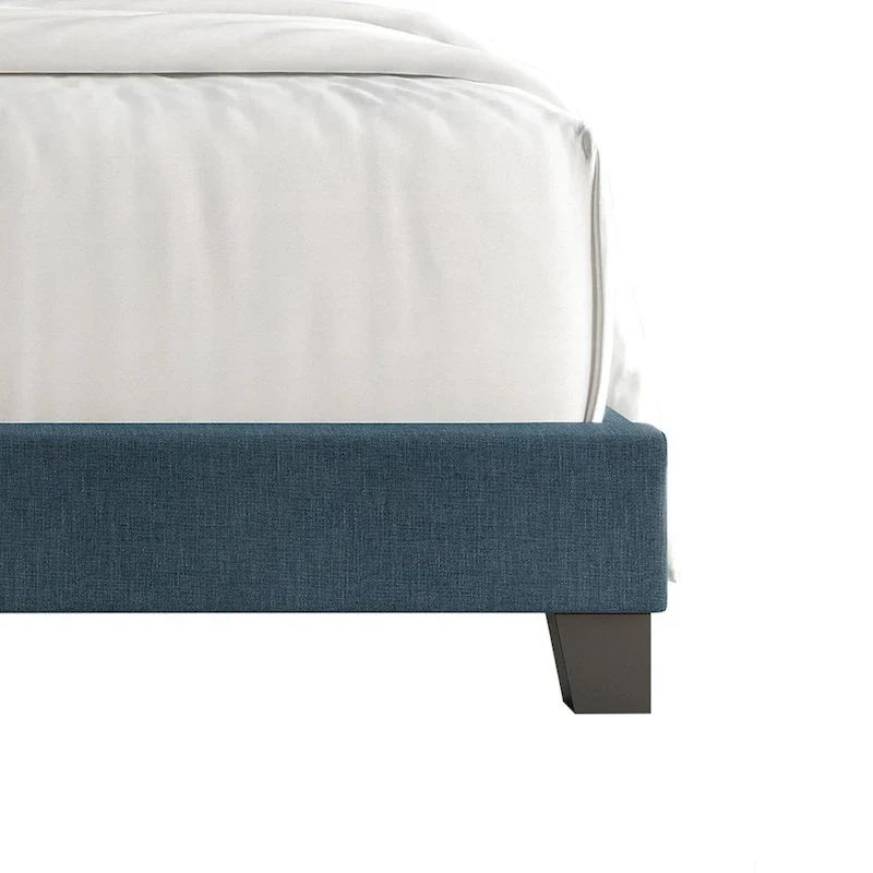 Linen Upholstered Bed, Foam-Padded Headboard, Rubberwood/MDF, Seats 2, Grey/Blue/Beige/Light Blue, Twin/Full/Queen/King