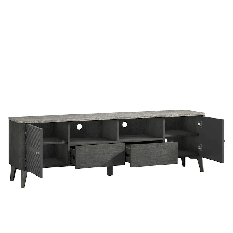 Stylish 70-Inch TV Stand with Marble-Printed Top - 70 in Width