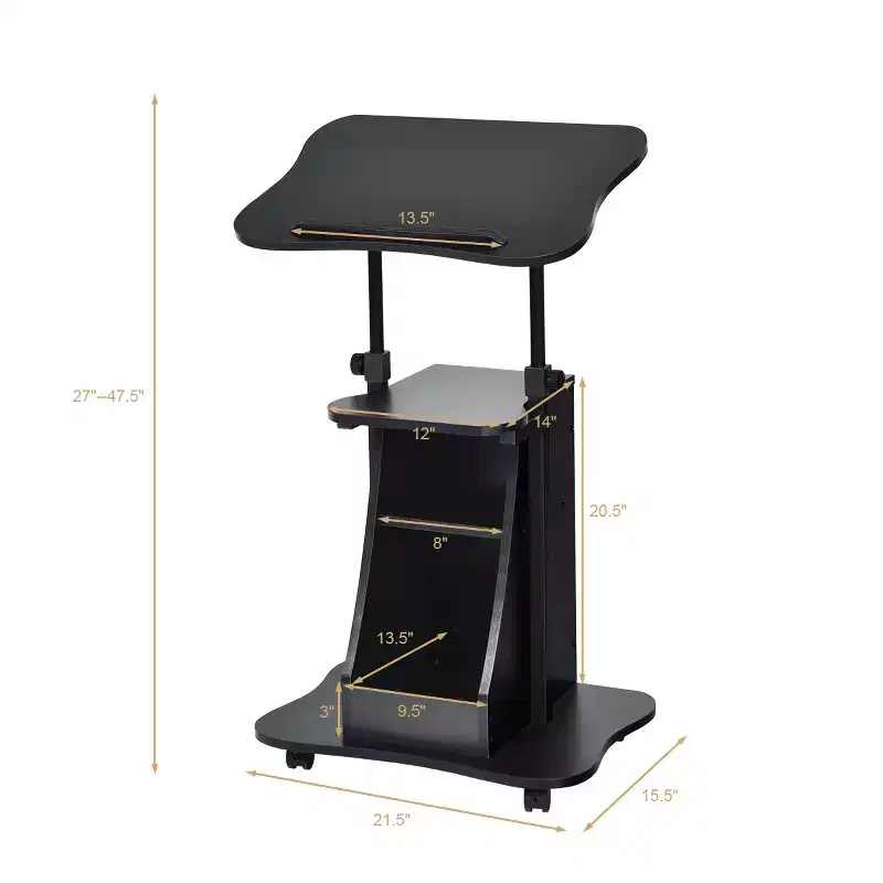 Costway Set of 2 Sit-to-Stand Laptop Desk Cart Rolling Mobile Height Adjustable