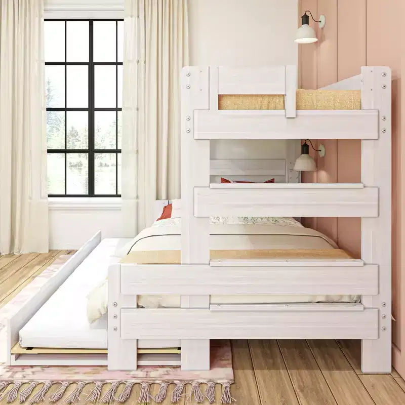 Max & Lily Farmhouse Twin over Full Bunk Bed with Trundle