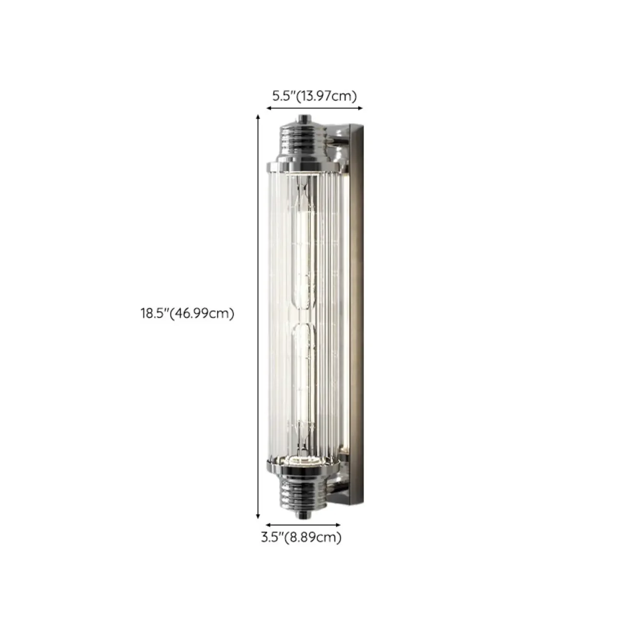 Chrome Glass Cylinder Vertical Wall Sconce
