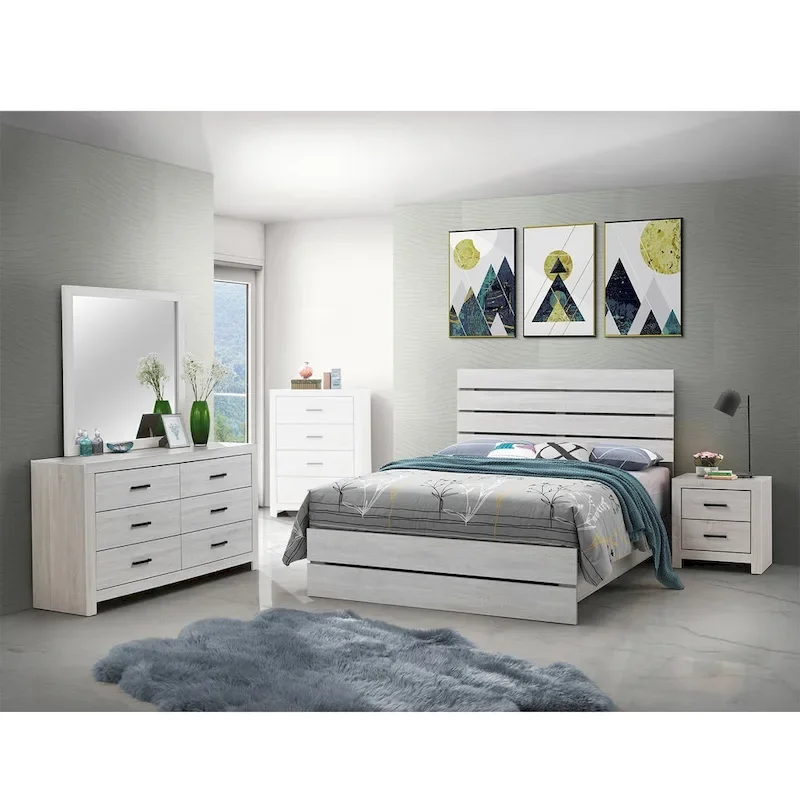 Wooden Queen Bedroom Set in Coastal White