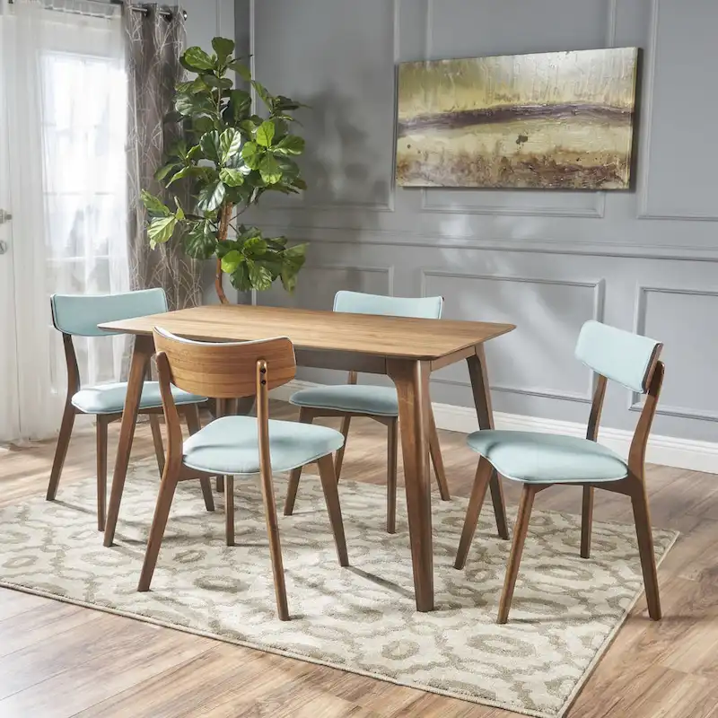 Megann Mid-Century 5-piece Wood Rectangle Dining Set by Christopher Knight Home
