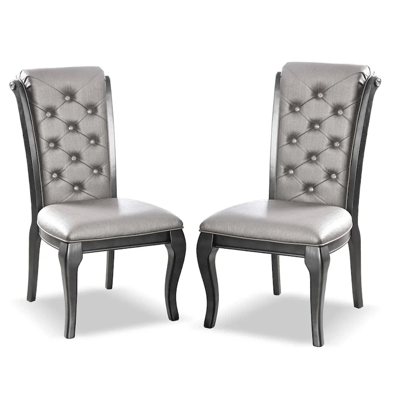 Grey Faux Leather Dining Chairs (Set of 2)