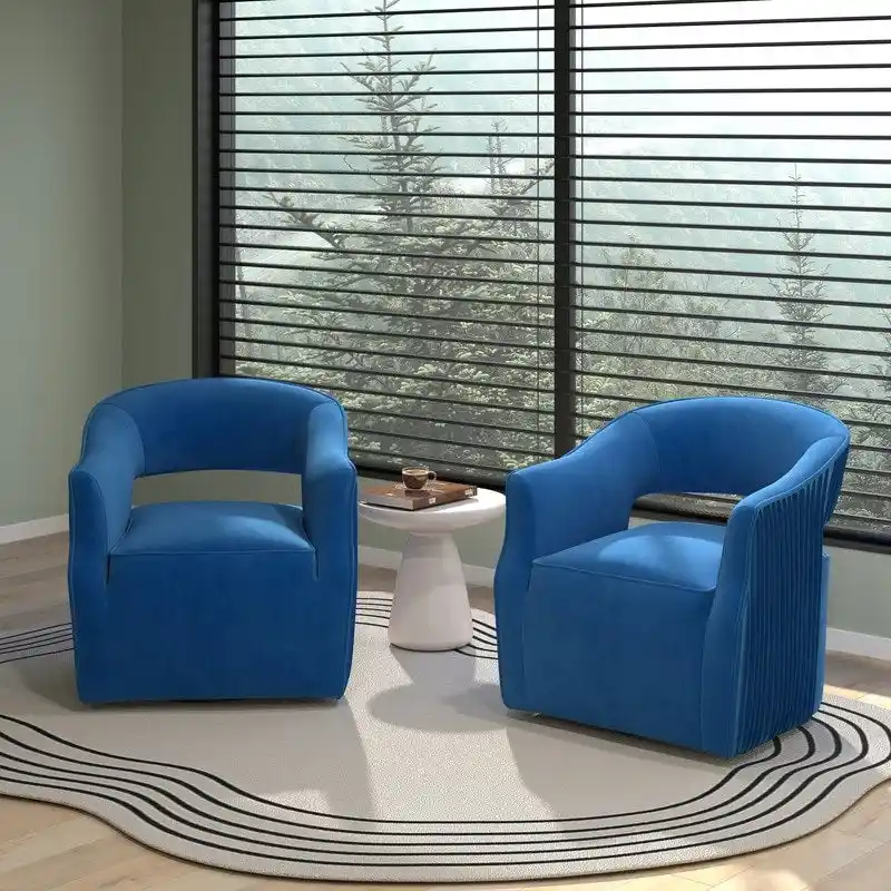 SEYNAR Modern Glam Velvet 360 Degree Swivel Open-Back Accent Armchair Set of 2