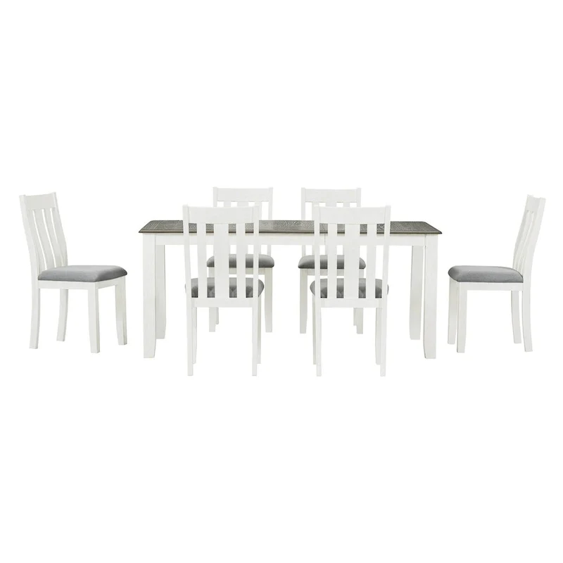Nestfair Retro Style 7-Piece Dining Table Set with Extendable Table and 6 Upholstered Chairs
