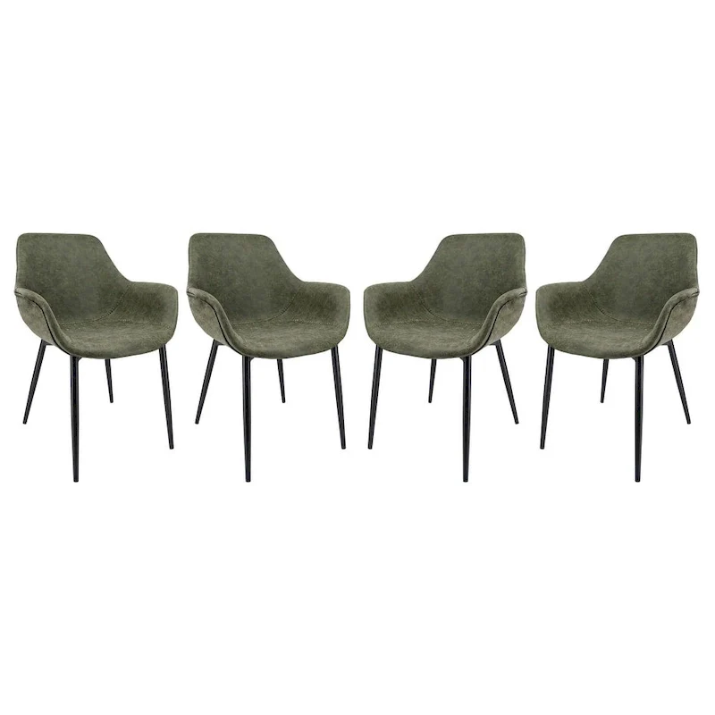 Leather Dining Chair with Iron Legs Set of 4 Modern Accent Armchair
