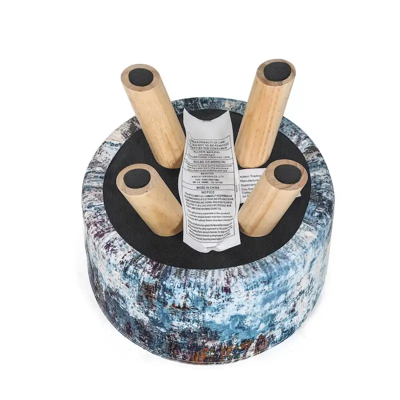 Adeco Modern Round Padded Upholstered Ottoman Footrest Stool