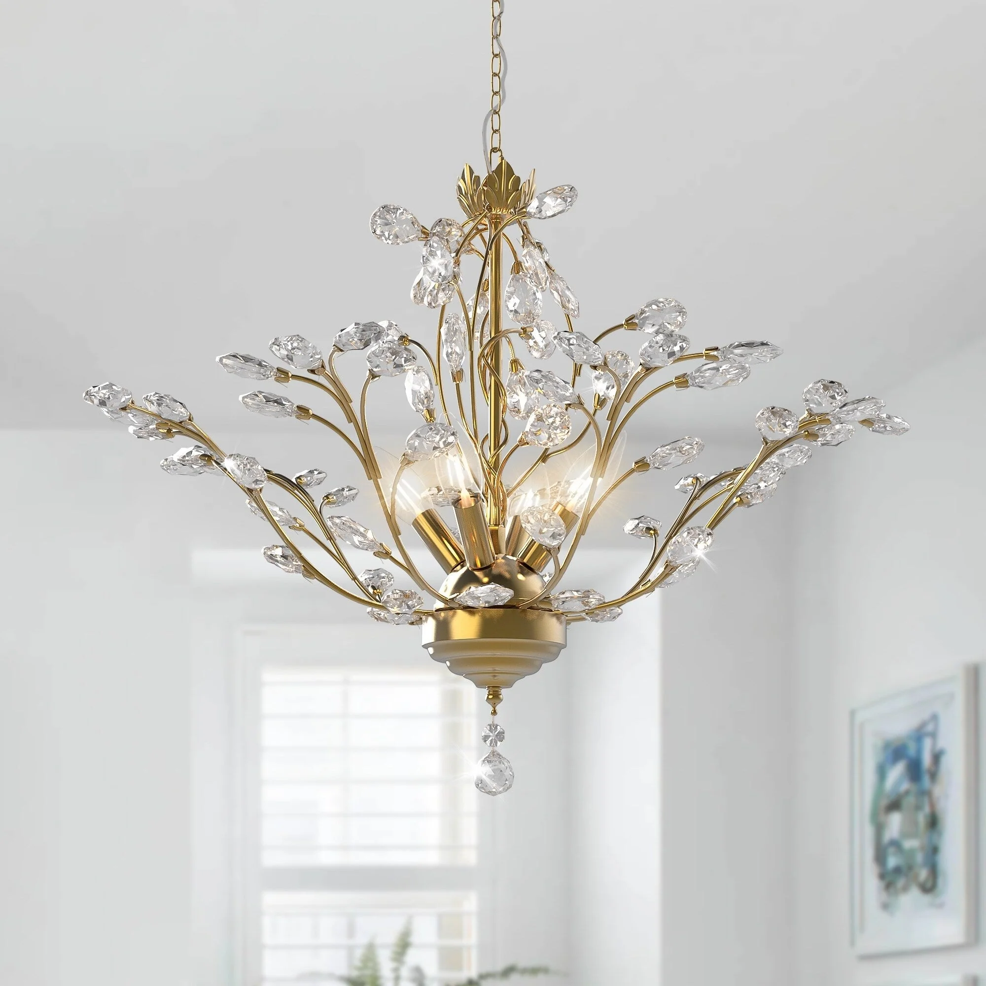Maxax 4 - Light Unique Classic / Traditional Chandelier with Crystal Accents