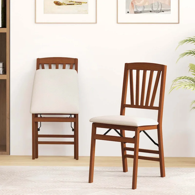 Costway 2/4 Set Kitchen Chairs with Rubber Wood Frame Upholstered Seat