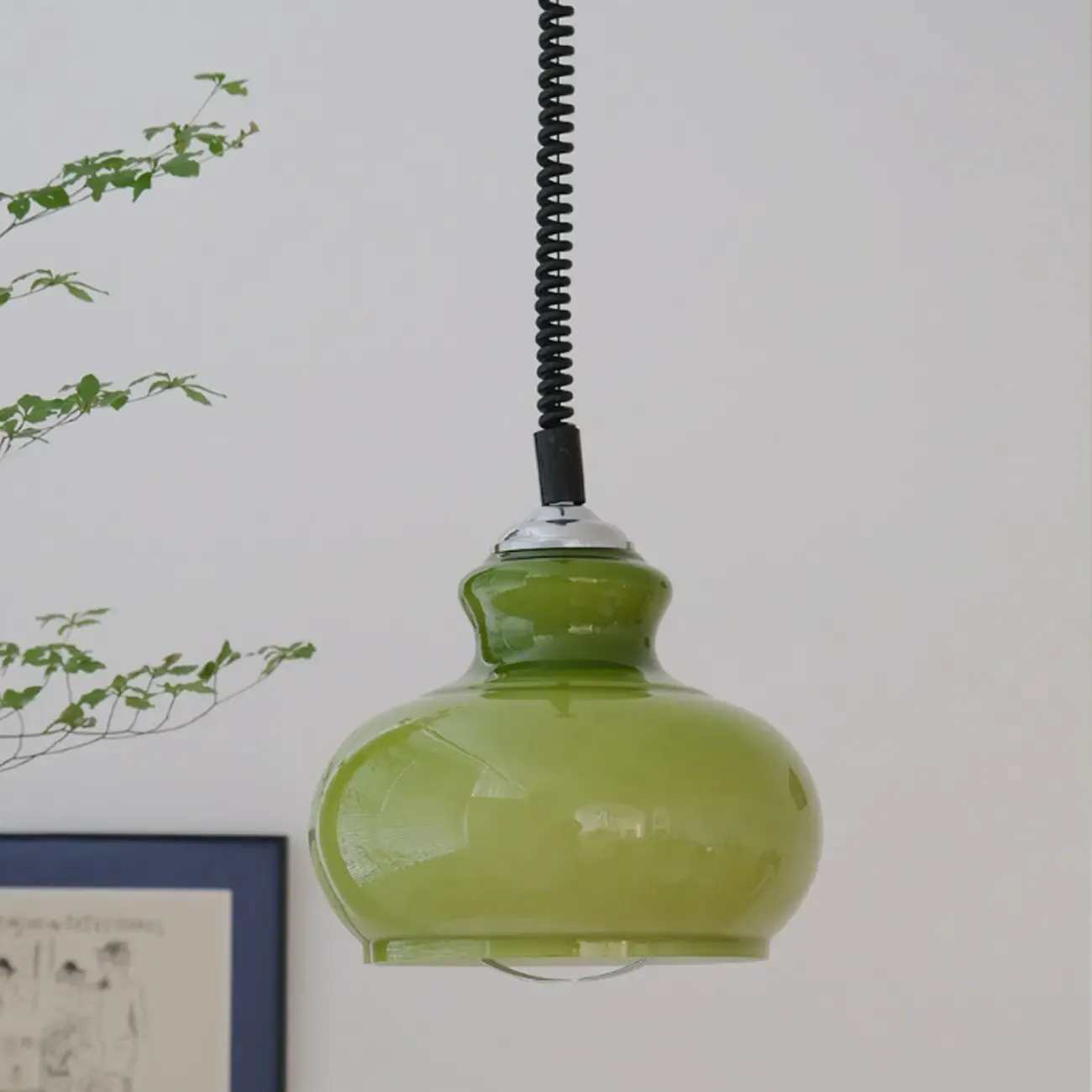 Modern Green Dome Glass Adjustable Pendant Light