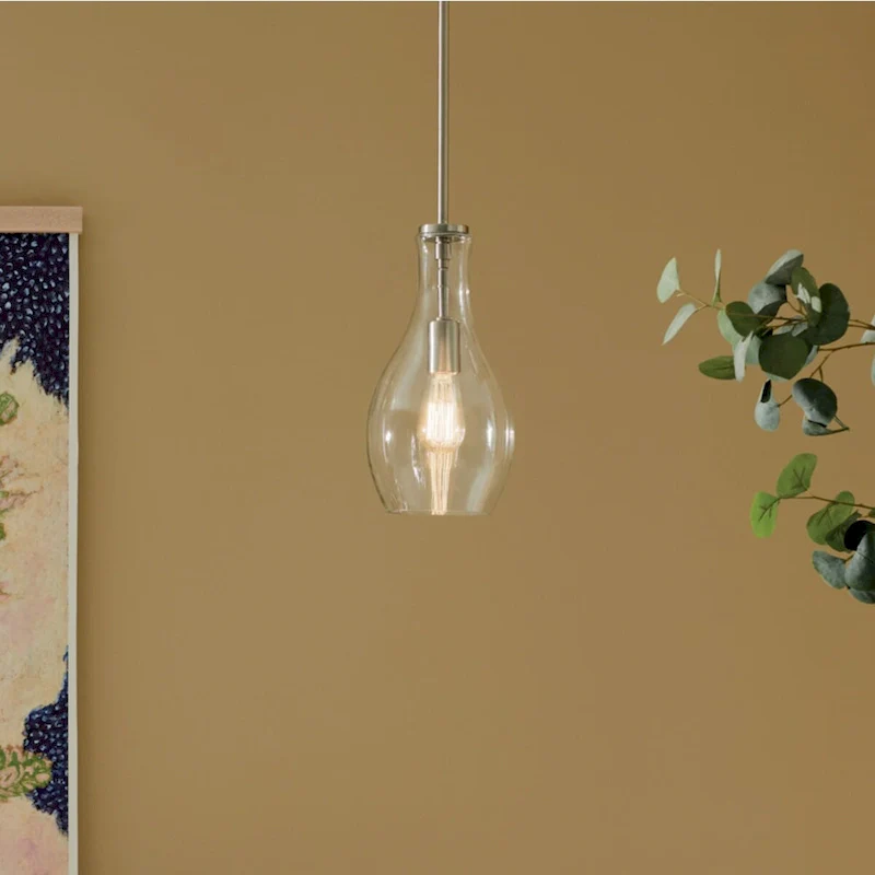 Kichler Lighting Everly 13.75 in. 1-Light Brushed Nickel Bell Pendant Light with Clear Glass