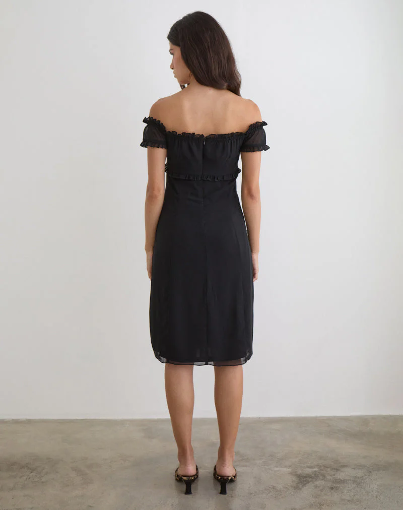 Watimu Midi Dress in Chiffon Black