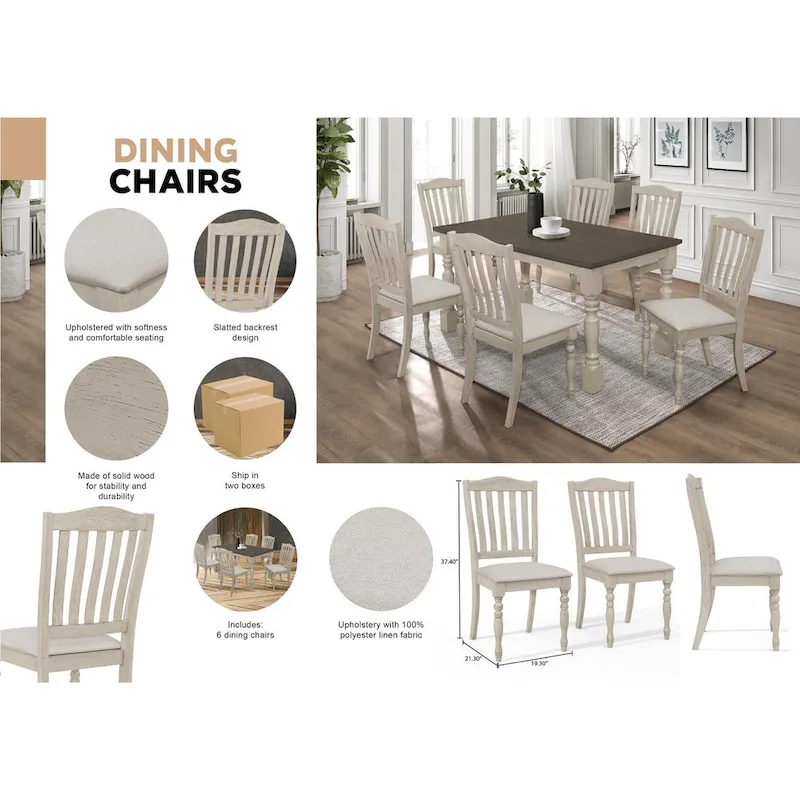 Mid-century Elegant Two-tone 7-piece Dining Set