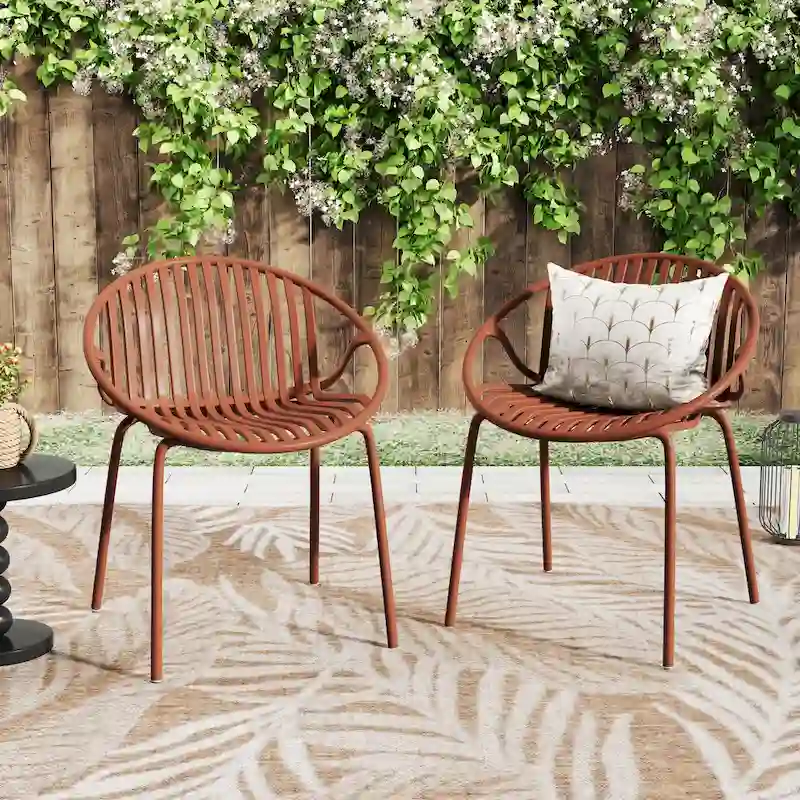 Patio Dining Chairs Stackable Chairs with Breathable Design