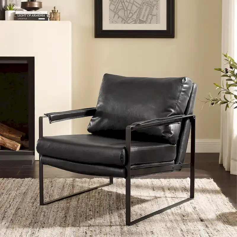 Art Leon Modern Faux Leather Accent Chairs Set of 2