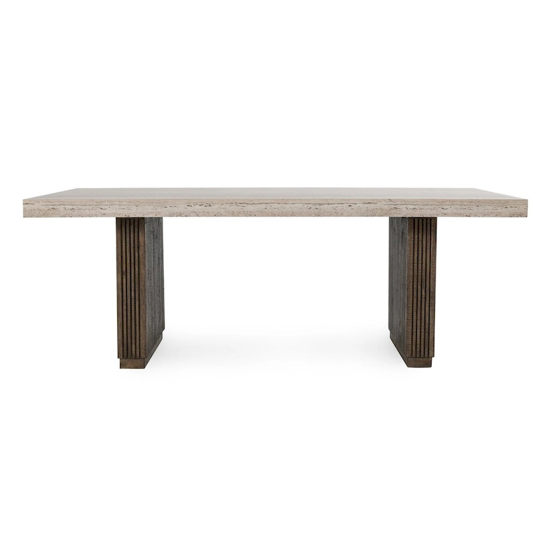 Ollie 82 Travertine Laminate Dining Table in Brown by Kosas Home