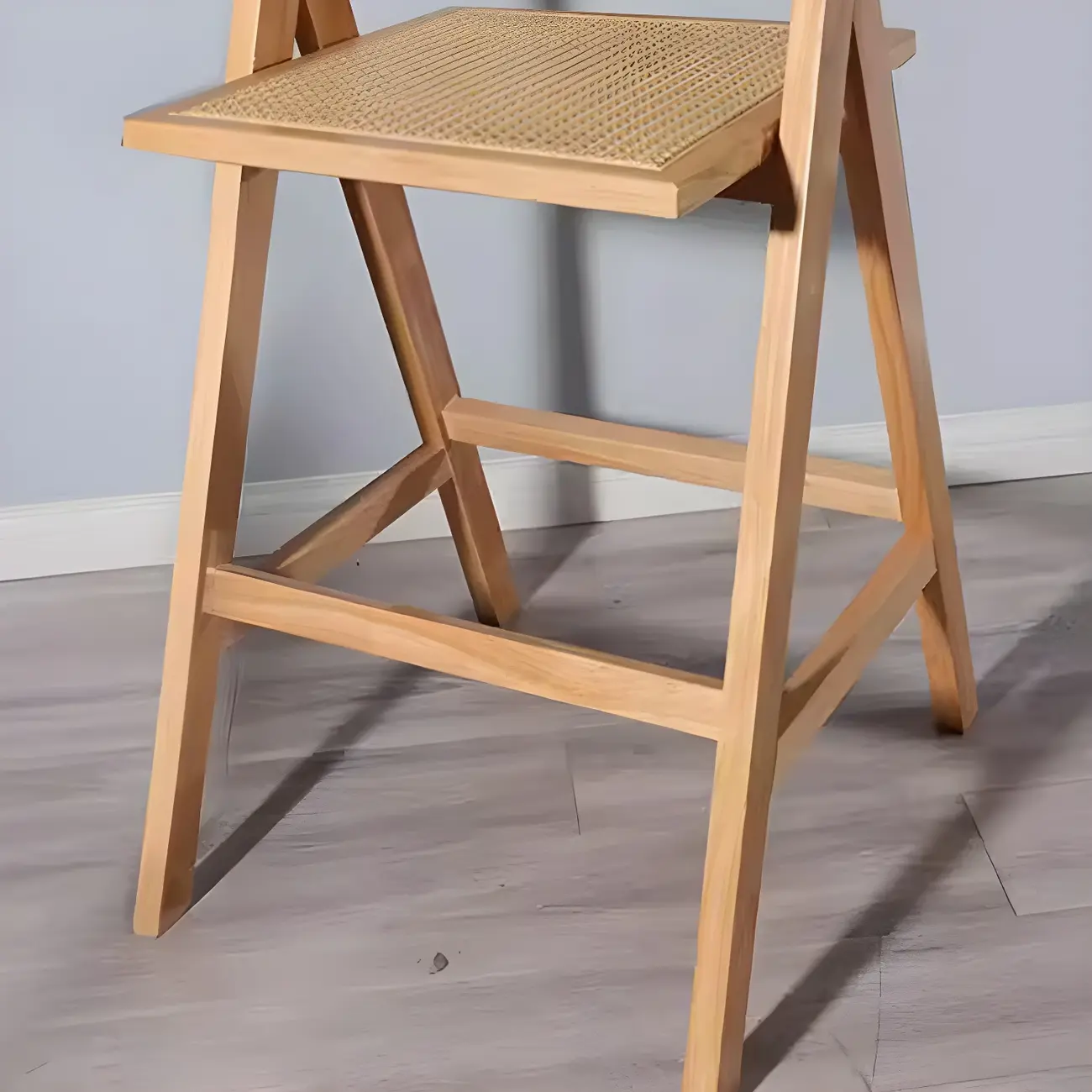 Mid-Century Rattan Square Stackable Counter Height Stools