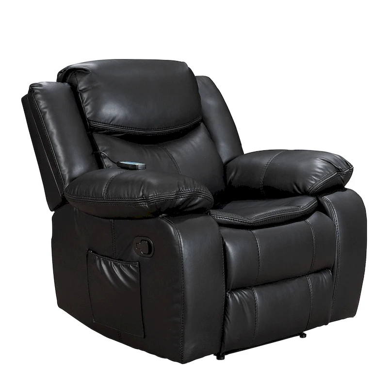 Wide Seat Durable Leather Massage and Heat Recliner