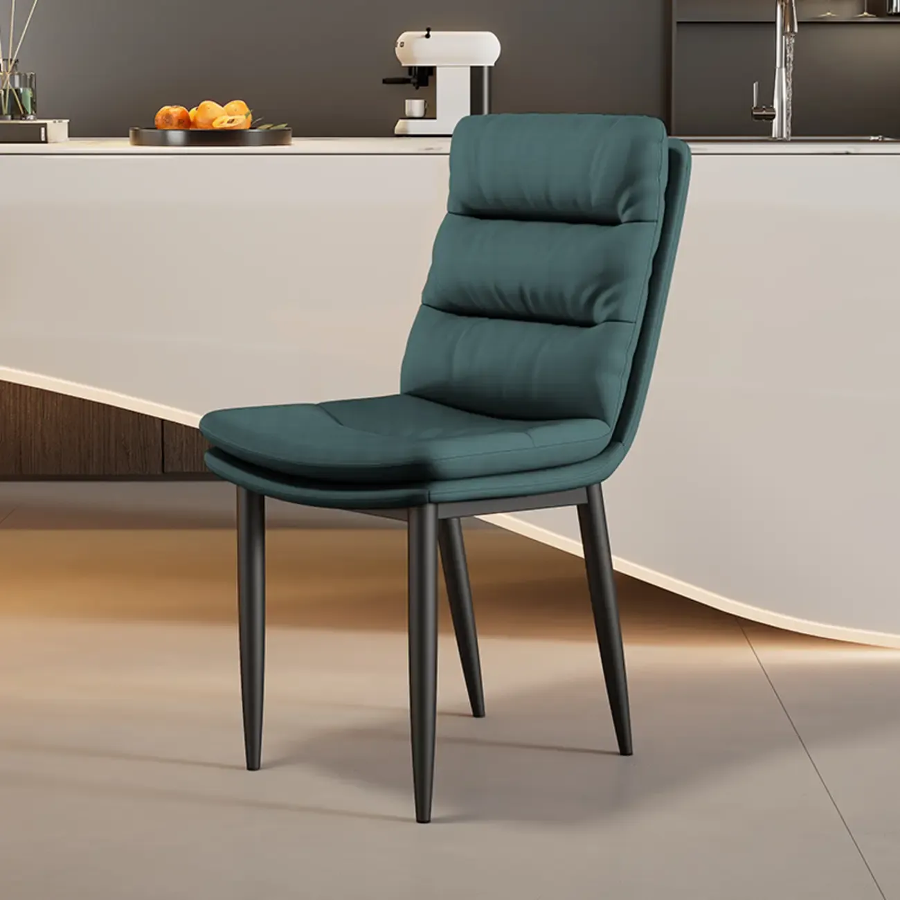Modern Channel Tufting Upholstered Faux Leather Dining Chair