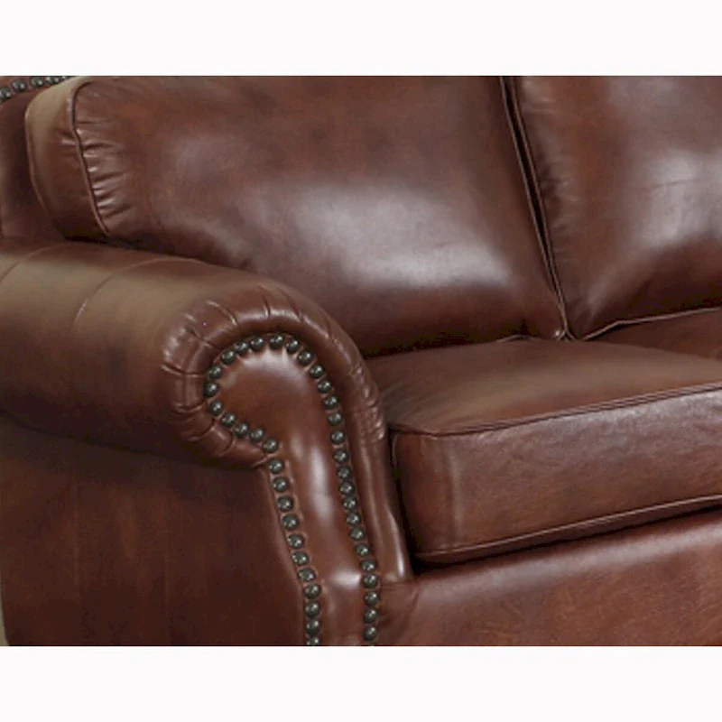 Whiskey-Colored Distressed Italian Top-Grain Leather Sofa and Two-Chair Set
