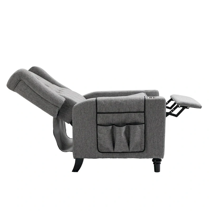 Modern Button Tufted Wingback Push Back Fabric Recliner Chair