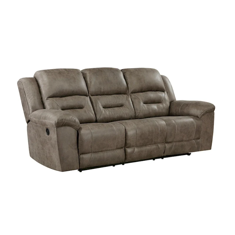 Henry 92 Inch Dual Manual Recliner Sofa Brown Microfiber, Solid Wood, Metal