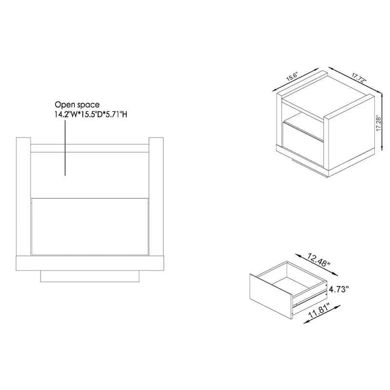 18-inch 1-Shelf Side Table