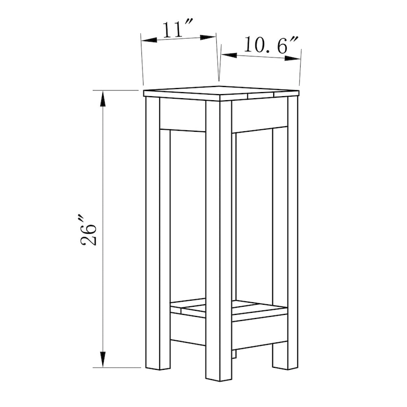 Rustic Farmhouse Solid Wood Accent End Table Sofa Side Table - 11 W x 26 H