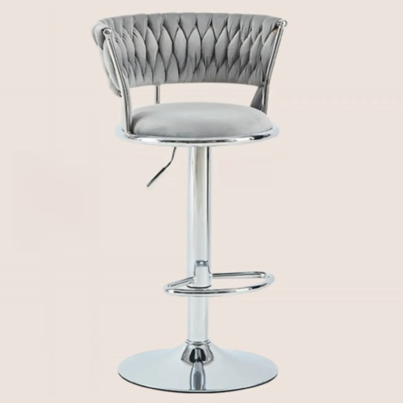 Adjustable Flannel Curved Back Bar Stools with Gold Base